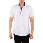 Phone, Keys, Wallet' Short Sleeve Button Up Shirt // White (XS)