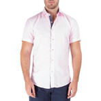 Plain Short Sleeve Button Up Shirt // Pink (XL)