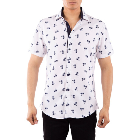 Palms Short Sleeve Button Up Shirt // White (XS)