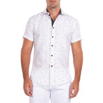 Dots Short Sleeve Button Up Shirt // White (S)