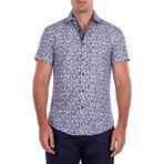 Swirls Short Sleeve Button Up Shirt // Navy (XL)