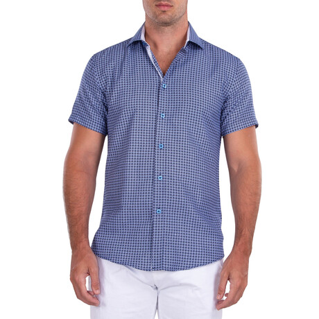 Florence Short Sleeve Button Up Shirt // Blue (XS)