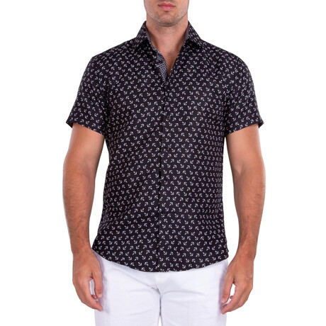 Yacht Short Sleeve Button Up Shirt // Black (XS)