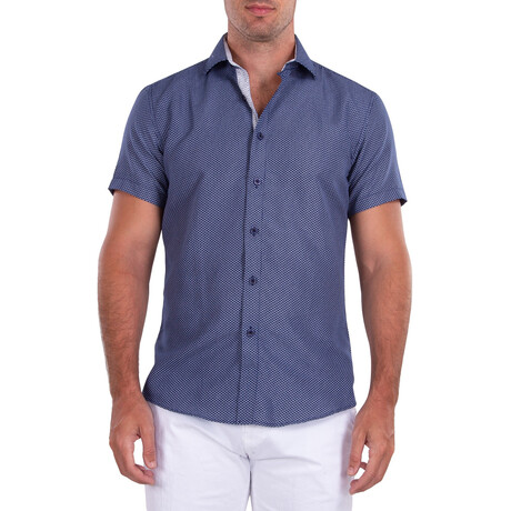 Canne Short Sleeve Button Up Shirt // Navy (XS)