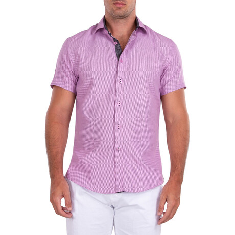 Canne Short Sleeve Button Up Shirt // Pink (XS)