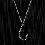 Polished Stainless Steel Hook Pendant Necklace // Rose Gold (Silver)