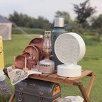 Honeycomb Faced Oscillating Desk Fan // White