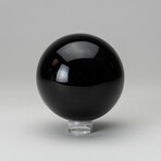 Genuine Polished Obsidian Sphere + Acrylic Display Stand