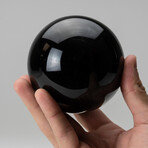 Genuine Polished Obsidian Sphere + Acrylic Display Stand