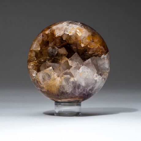 Citrine Geode Sphere + Acrylic Display Stand