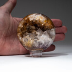 Citrine Geode Sphere + Acrylic Display Stand