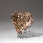 Genuine Quartz Crystal Cluster Heart + Acrylic Display Stand // V1