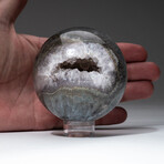 Quartz Agate Geode Sphere + Acrylic Display Stand // V3
