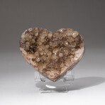 Genuine Quartz Crystal Cluster Heart + Acrylic Display Stand // V1