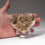 Genuine Quartz Crystal Cluster Heart + Acrylic Display Stand // V1