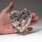 Genuine Quartz Crystal Cluster Heart + Acrylic Display Stand // V2