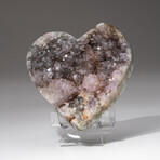 Genuine Quartz Crystal Cluster Heart + Acrylic Display Stand // V2