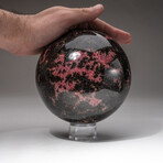 Imperial Rhodonite Sphere + Acrylic Display Stand // Large