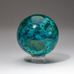 Genuine Polished Gemmy Chrysocolla Sphere + Acrylic Display Stand // V1