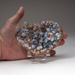 Genuine Calcite Over Citrine Crystal Cluster Heart + Acrylic Display Stand // V1