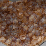 Genuine Calcite Over Citrine Crystal Cluster Heart + Acrylic Display Stand // V2