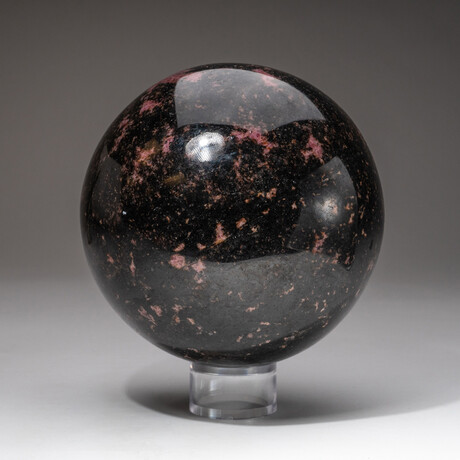 Imperial Rhodonite Sphere + Acrylic Display Stand // Large