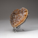Genuine Calcite Over Citrine Crystal Cluster Heart + Acrylic Display Stand // V2