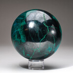 Giant Genuine Polished Gemmy Chrysocolla Sphere + Acrylic Display Stand // V4