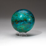 Genuine Polished Gemmy Chrysocolla Sphere + Acrylic Display Stand // V3