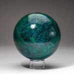Giant Genuine Polished Gemmy Chrysocolla Sphere + Acrylic Display Stand // V5