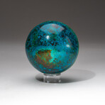 Genuine Polished Gemmy Chrysocolla Sphere + Acrylic Display Stand // V3