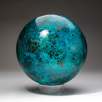 Giant Museum Quality Chrysocolla Sphere + Acrylic Display Stand