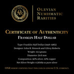 1963 U.S. Franklin Silver Half Dollar // NGC Certified MS64 // Wood Presentation Box