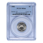 1882 Shield Nickel // PCGS Certified MS66 // Wood Presentation Box