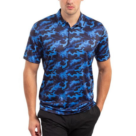 Camo Polo Shirt // Navy Blue (XS)