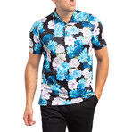 Floral Polo Shirt // Black (M)