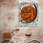 Black + White Graffiti Art + Orange Sun (10"H x 8"W x 0.2"D)