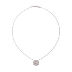 18k White Gold Diamond Flower Necklace // 16" // New