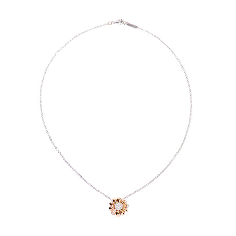 18k White Gold + 18k Rose Gold Diamond Necklace // 16" // New