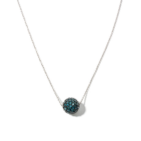 18k White Gold + Blue-Treated Diamond Necklace // 16" // New