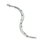 18k White Gold Diamond + Emerald Bracelet // 7" // New
