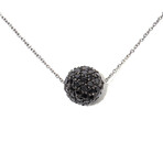 18k White Gold + Round Black Diamond Necklace // 16" // New