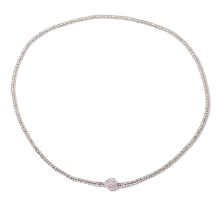 18k White Gold Diamond Necklace // 15" // New