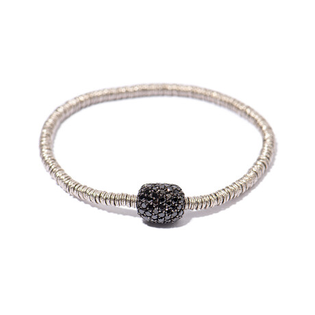 18k White Gold + 18k Black Gold Diamond Bracelet // 7" // New