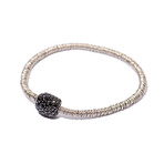 18k White Gold + 18k Black Gold Diamond Bracelet // 7" // New
