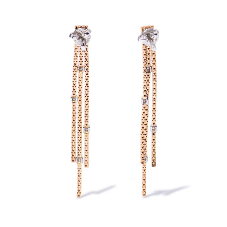 18k White Gold + 18k Rose Gold Diamond Earrings // New