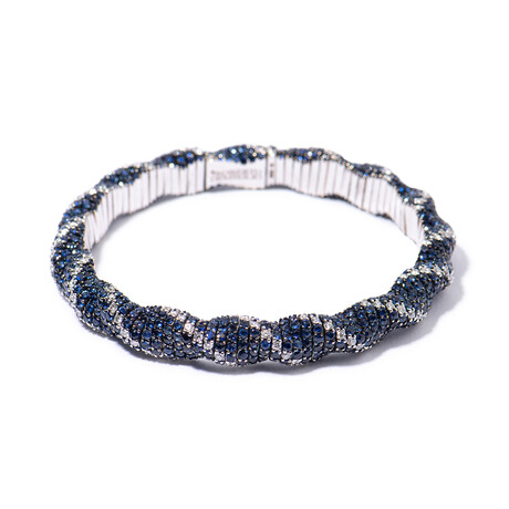 18k White Gold Sapphire + Diamond Bracelet // 7" // New