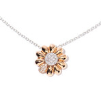 18k White Gold + 18k Rose Gold Diamond Necklace // 16" // New