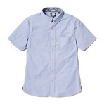 Solid Stretch Oxford Short Sleeve Shirt // Blue (S)