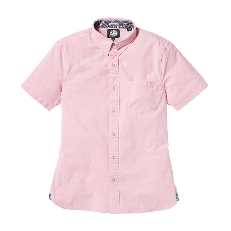 Solid Stretch Oxford Short Sleeve Shirt // Pink (XS)